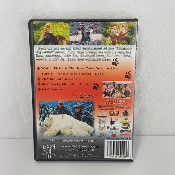 DVD MOSSBACK Ultimate Big Game Volume 3 Hunting DVD Deer, Moose Bear Big Game - Picture 3 of 4